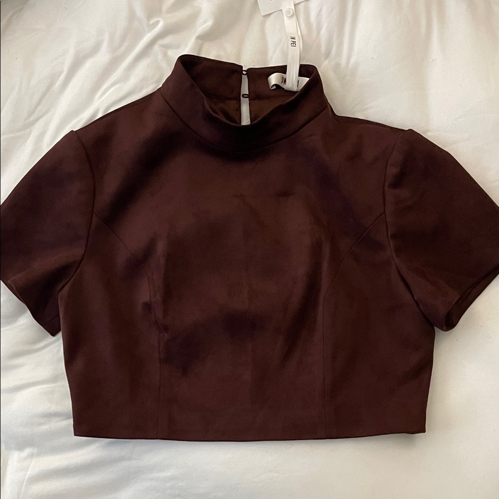 JW PEI Dark Brown High Neck Crop Top - Grace Collection
